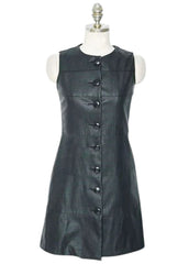 Women’s Black Genuine Leather Sleeveless Button-Front Dress | The Western Jacket