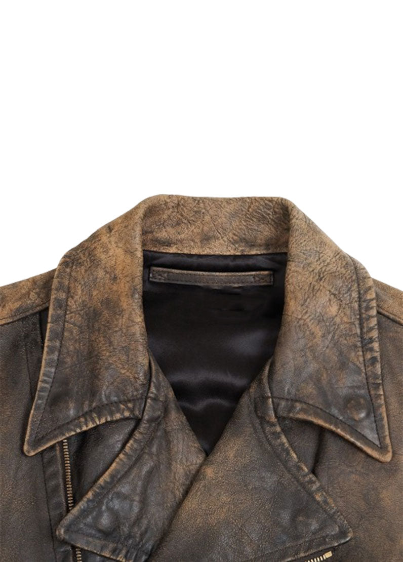 Vintage Brown Genuine Leather Biker Jacket – Women’s Classic Style | The Western Jacket