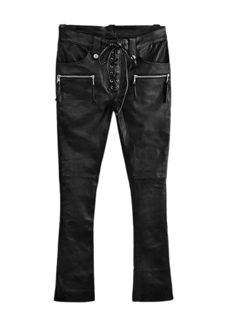 Women’s Black Genuine Leather Lace-Up Pants | The Western Jacket
