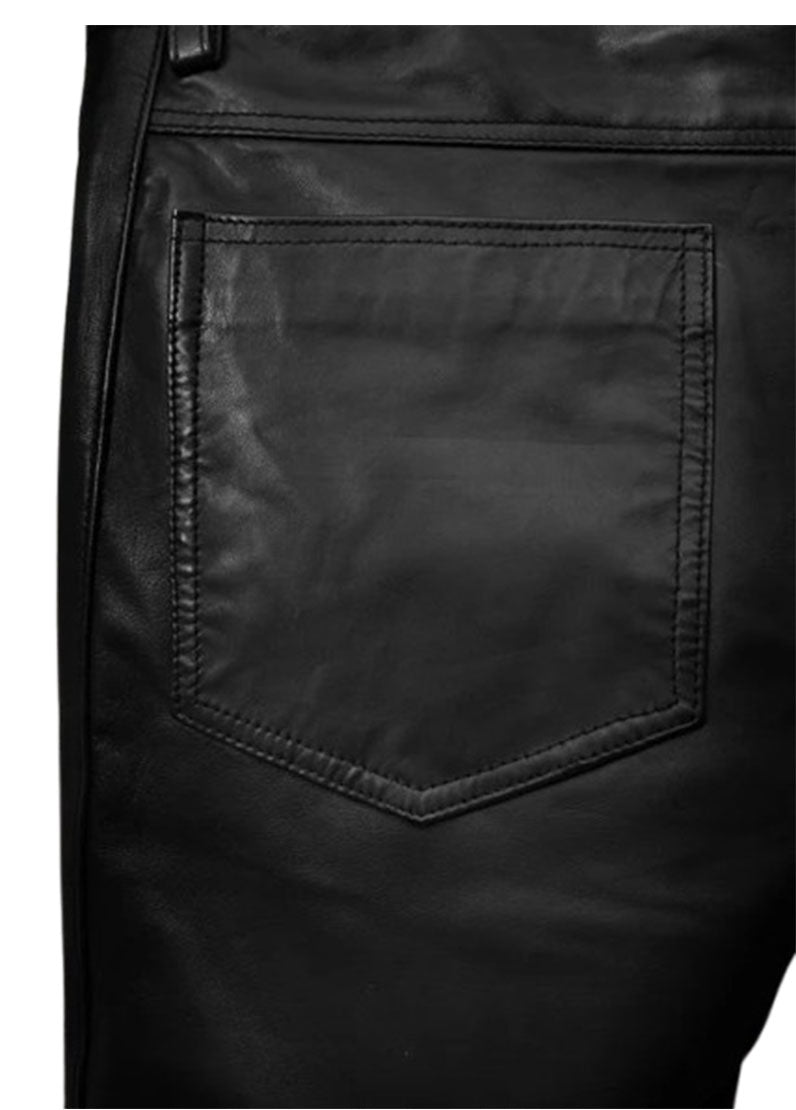 Men's Black Leather Pants – Genuine Cowhide Slim Fit by The Western Jacket