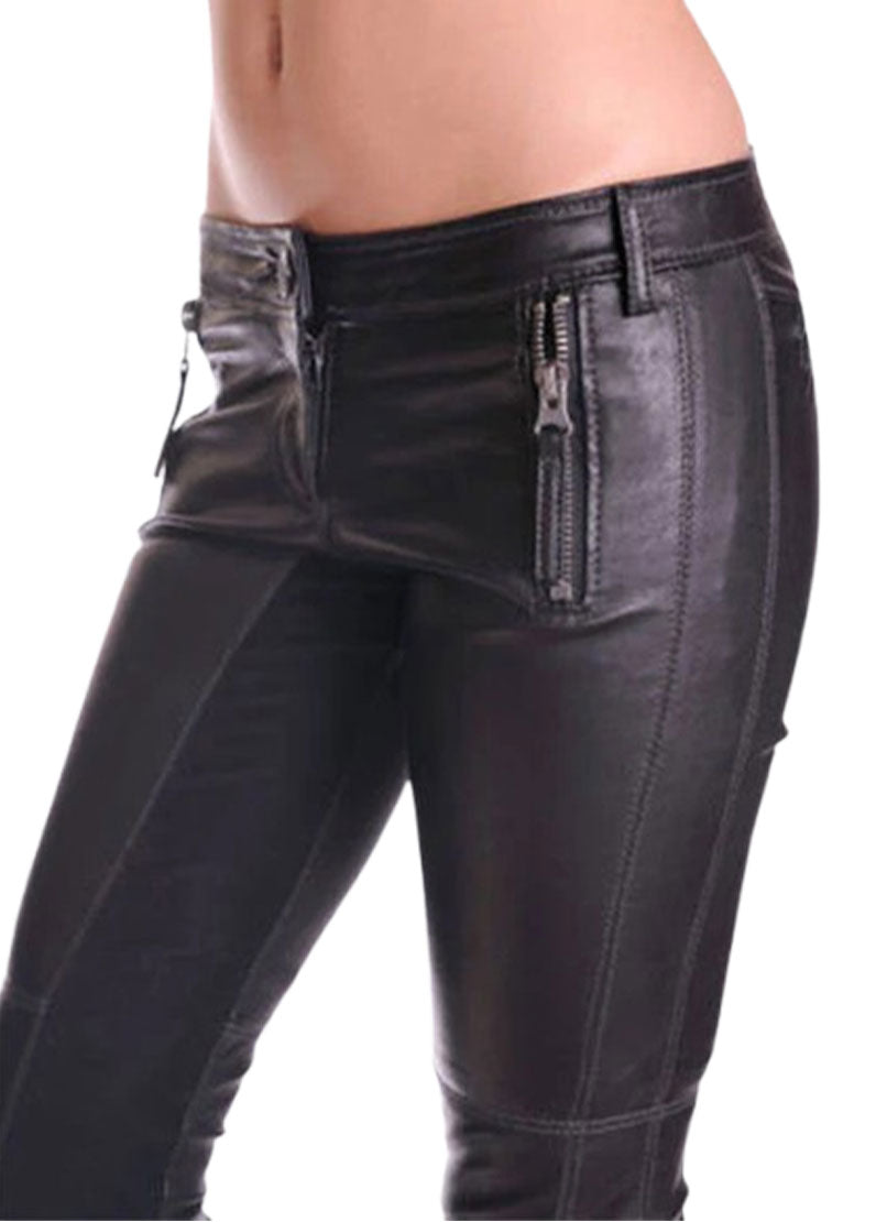 Women’s Genuine Leather Biker Skinny Pants – The Western Jacket