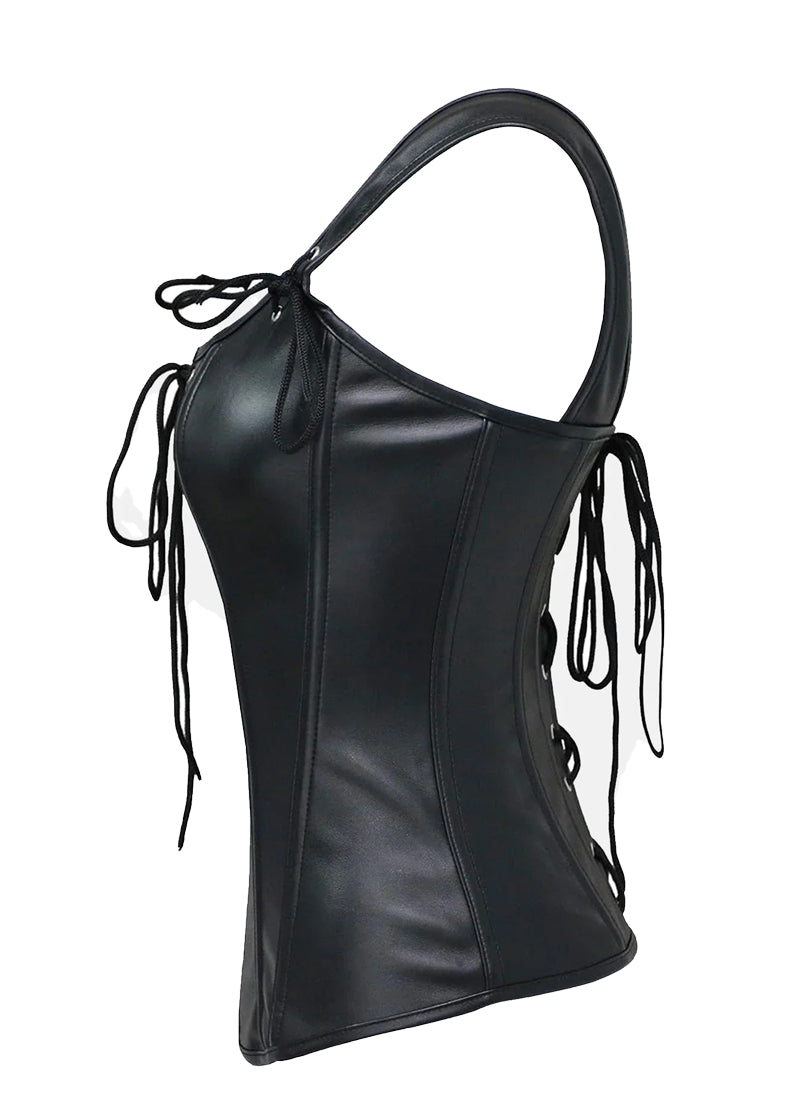 Women’s Black Leather Corset Vest – Lace-Up Gothic Western Style | The Western Jacket