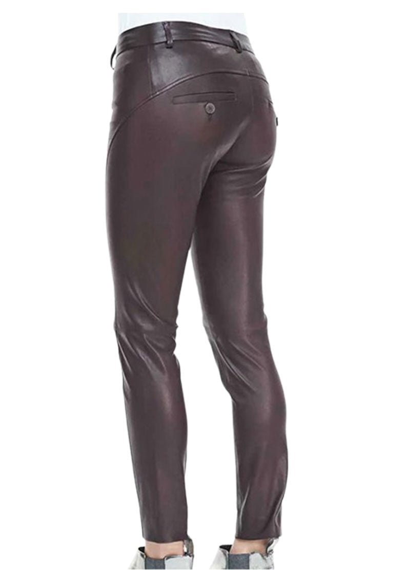 Women’s Genuine Deep Brown Leather Pants – The Western Jacket