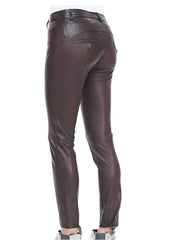 Women’s Genuine Deep Brown Leather Pants – The Western Jacket