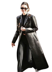 Women's Black Genuine Leather Long Coat | The Western Jacket
