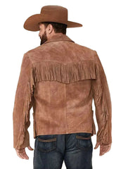 Men's Western Fringe Suede Leather Jacket – Vintage Cowboy Brown Tassel Jacket