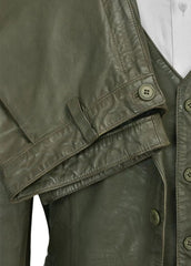 Genuine Leather Olive Tuxedo, Artisan Olive 3-Piece Leather Suit