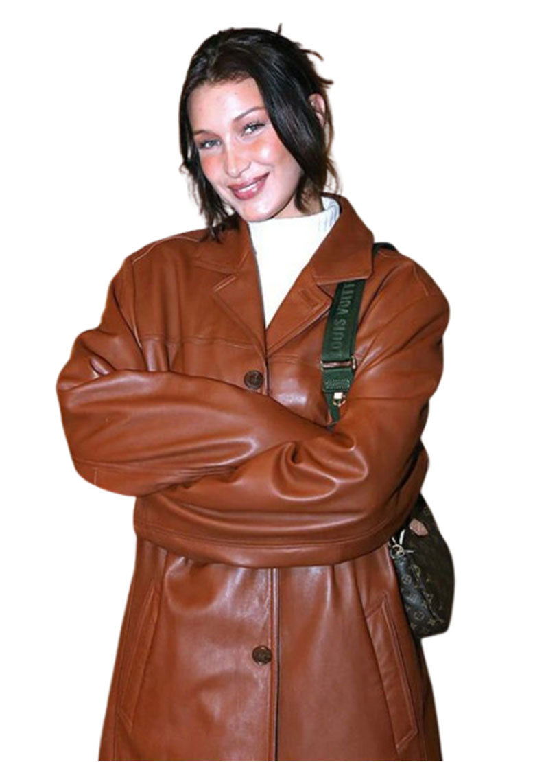 Women’s Classic Brown Genuine Leather Long Coat | The Western Jacket