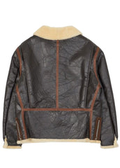 Men's Vintage Shearling Aviator Leather Jacket – Brown & Black Winter Pilot Bomber Jacket