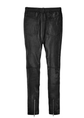 Women’s Black Genuine Leather Biker Pants with Zipper Detailing | The Western Jacket