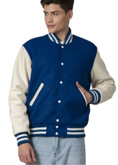 Men’s Royal Blue & White Varsity Jacket – Classic Letterman Bomber Jacket