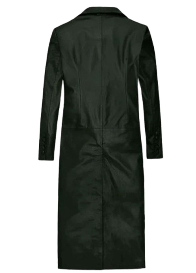 Women’s Genuine Leather Long Coat – Elegant Black Trench by The Western Jacket