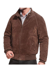 Men’s Brown Suede Leather Bomber Jacket – Classic Western Style by The Western Jacket