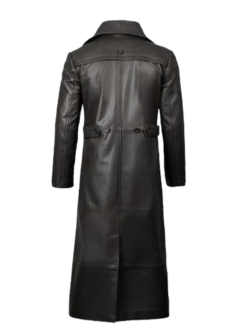 Men’s Real Leather Long Coat | Classic Black Trench by The Western Jacket