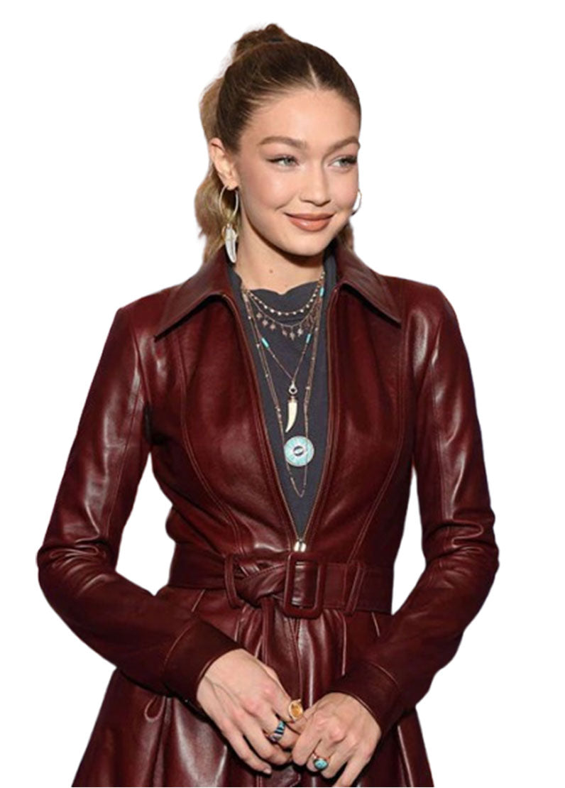 Women's Deep Maroon Genuine Leather Long Coat | The Western Jacket
