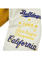 Men's Golden Bulldogs Letterman Varsity Jacket - Premium Wool & Leather Baseball Jacket | Vintage College Style by The Western Jacket