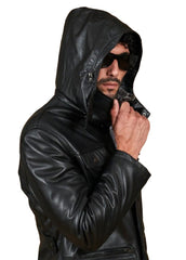 Men’s Real Leather Long Coat – Premium Black Trench Jacket by The Western Jacket