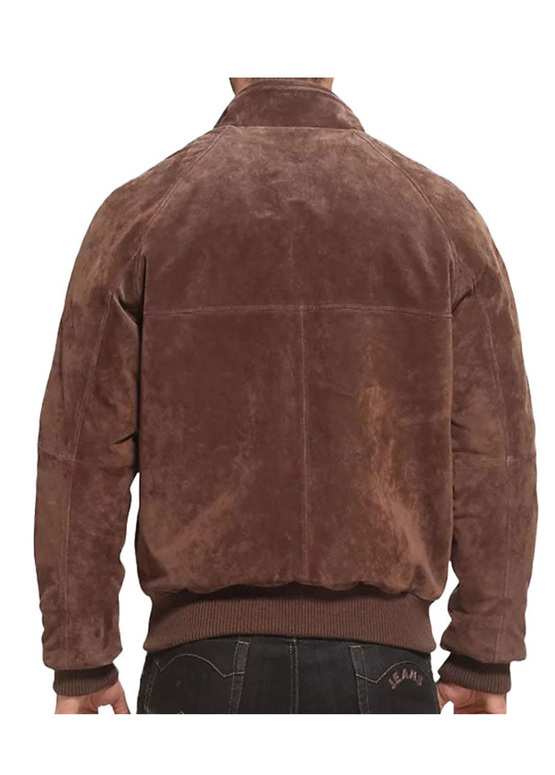 Men’s Brown Suede Leather Bomber Jacket – Classic Western Style by The Western Jacket