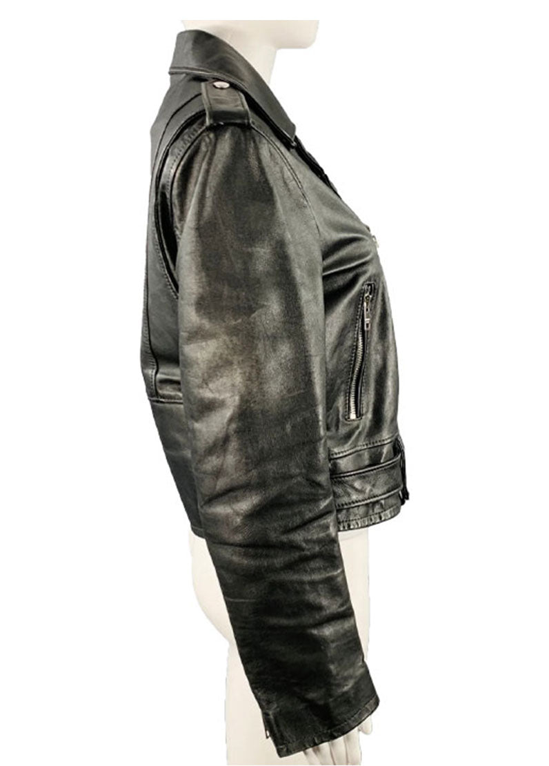 Women’s Classic Black Genuine Leather Biker Jacket – The Western Jacket