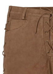 Men’s Brown Suede Leather Lace-Up Pants – Western Style by The Western Jacket
