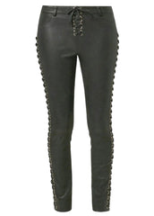 Women’s Genuine Leather Lace-Up Skinny Pants – The Western Jacket