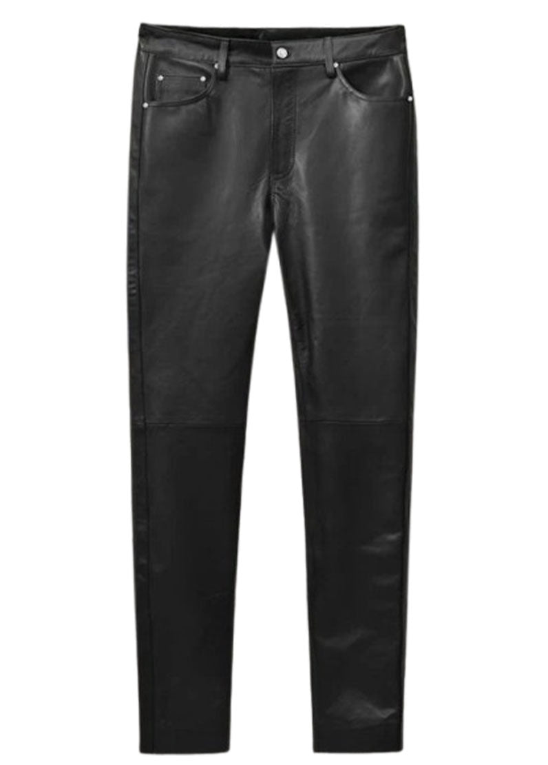 Men's Black Leather Pants – Genuine Cowhide Slim Fit by The Western Jacket
