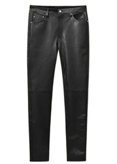 Men's Black Leather Pants – Genuine Cowhide Slim Fit by The Western Jacket