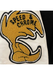 Men’s Road Runner California Black & White Varsity Jacket – Wool Body Leather Sleeves