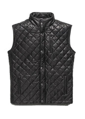 Men’s Black Quilted Leather Vest – Premium Puffer Style | The Western Jacket