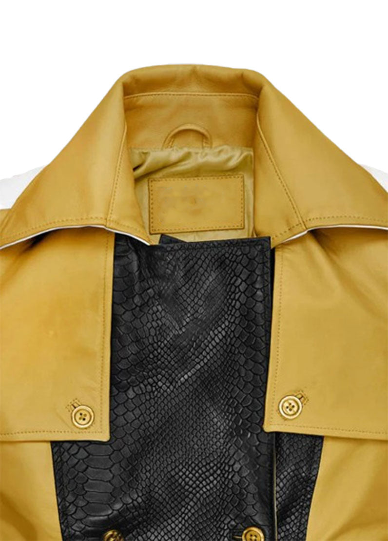 Women’s Genuine Leather Long Coat – Tri-Color Designer Trench by The Western Jacket