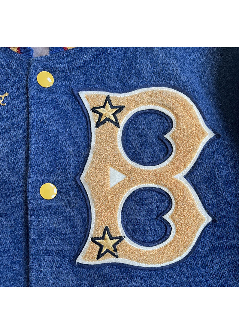1983 Michigan Bisons Championship Blue & White Wool Leather Varsity Jacket for Men