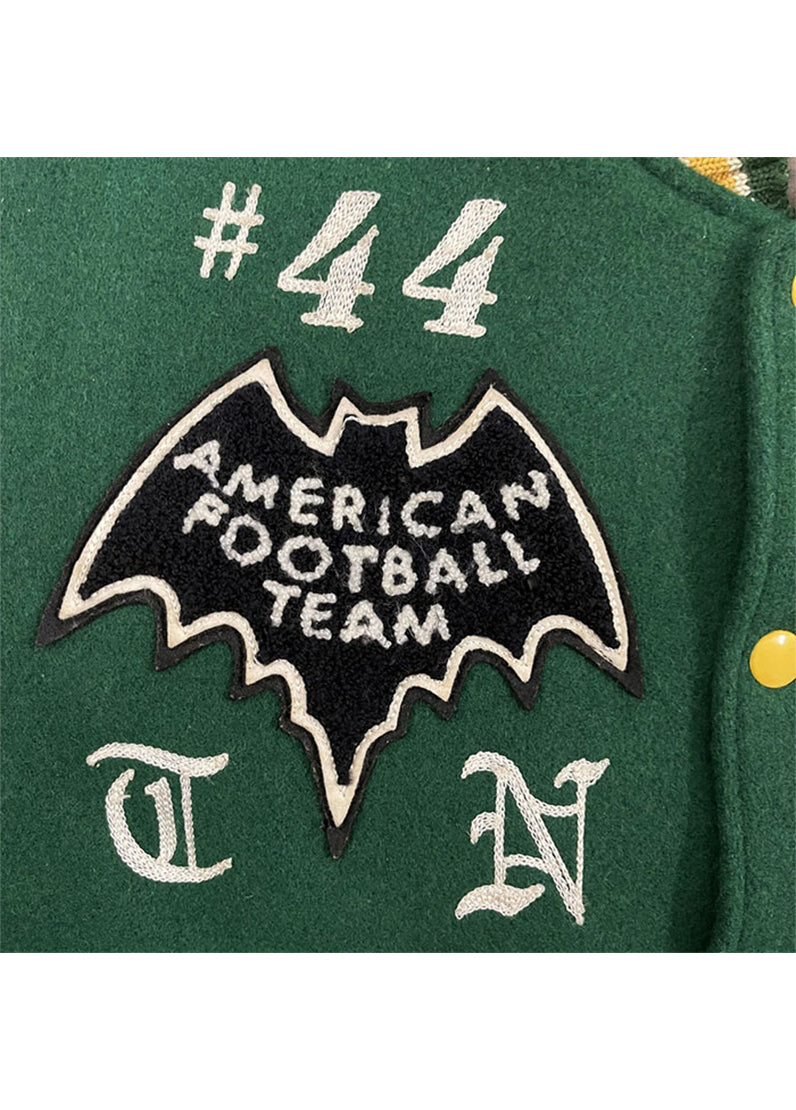 Cleveland Pumpkins Green Varsity Jacket – Premium Wool & Leather Letterman Jacket | Vintage Football Patch Bomber | The Western Jacket