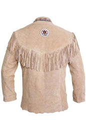 Men’s Native American Inspired Buckskin Leather Jacket – Western Fringe Beaded Suede Coat for Men | The Western Jacket