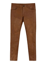 Men’s Genuine Brown Leather Pants – Stylish Slim Fit by The Western Jacket