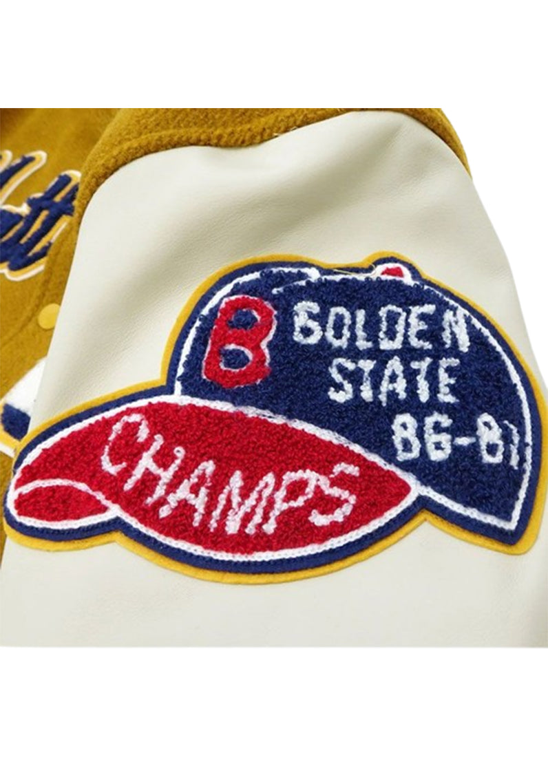 Men's Golden Bulldogs Letterman Varsity Jacket - Premium Wool & Leather Baseball Jacket | Vintage College Style by The Western Jacket