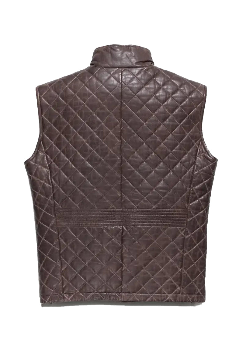 Men’s Black Quilted Leather Vest – Premium Puffer Style | The Western Jacket