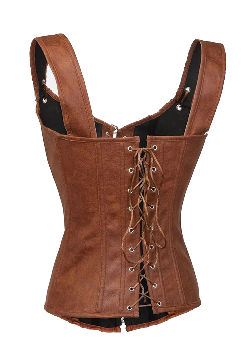 Women’s Black Leather Corset Vest – Lace-Up Gothic Western Style | The Western Jacket